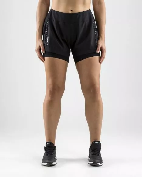 Craft Essential 2-in-1 Hardloop Short Zwart Dames 5 Craft Essential 2-in-1 Hardloop Short Zwart Dames - Afbeelding 3