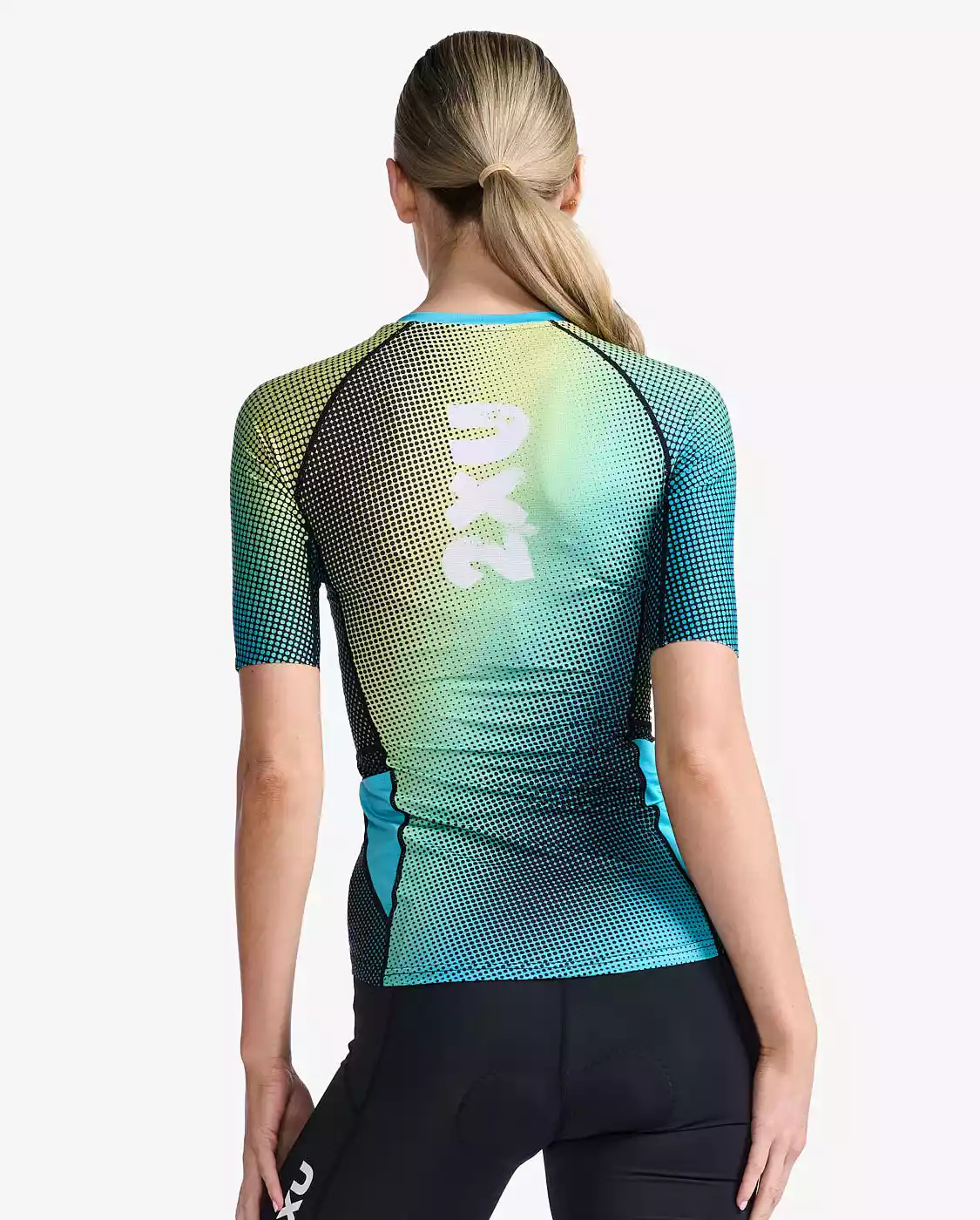 2XU Aero Tri Top Korte Mouw Blauw/groen Dames 4 2XU Aero Tri Top Korte Mouw Blauw/groen Dames - Afbeelding 2