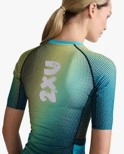 2XU Aero Tri Top Korte Mouw Blauw/groen Dames 13 2XU Aero Tri Top Korte Mouw Blauw/groen Dames -Goedkope Sport Glans Winkel 2xu aero sleeved top wt6666a cya wht 024