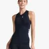 2XU Core Tri Singlet Mouwloos Zwart Dames -Goedkope Sport Glans Winkel 2xu core tri singlet dames zwart wit wt6441a blk wht