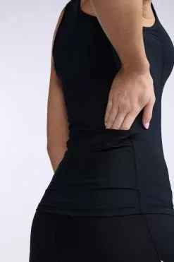 2XU Core Tri Singlet Mouwloos Zwart Dames -Goedkope Sport Glans Winkel 2xu core tri singlet dames zwart wit wt6441a blk wht 025