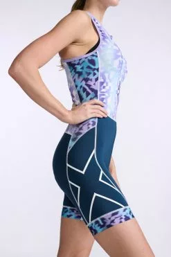 2XU Core Trisuit Mouwloos Paars Dames -Goedkope Sport Glans Winkel 2xu core trisuit dames wt6440d mnl wht 024