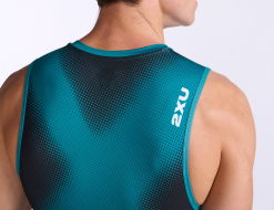 2XU Core Trisuit Mouwloos Blauw/groen Heren -Goedkope Sport Glans Winkel 2xu core trisuit mt6437d idk wht 021