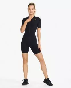 2XU Light Speed Tech Trisuit Korte Mouw Zwart Dames -Goedkope Sport Glans Winkel 2xu dames trisuit wt6634d blk crf 03