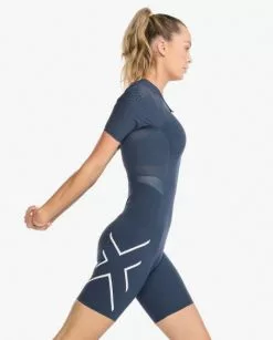 2XU Light Speed Tech Trisuit Korte Mouw Blauw Dames -Goedkope Sport Glans Winkel 2xu dames trisuit wt6634d out wrf 04