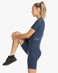 2XU Light Speed Tech Trisuit Korte Mouw Blauw Dames -Goedkope Sport Glans Winkel 2xu dames trisuit wt6634d out wrf 05