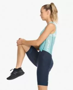 2XU Light Speed Front Zip Trisuit Mouwloos Blauw Dames -Goedkope Sport Glans Winkel 2xu dames trisuit wt6663d out wht 05