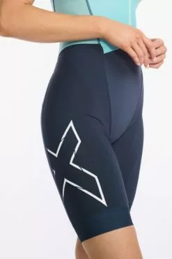 2XU Light Speed Front Zip Trisuit Mouwloos Blauw Dames -Goedkope Sport Glans Winkel 2xu dames trisuit wt6663d out wht 07