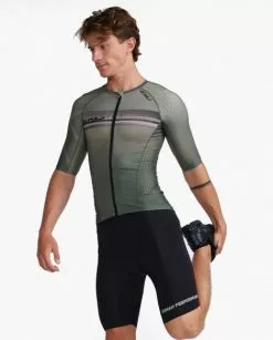 2XU Aero Tri Top Korte Mouw Groen Heren 12 2XU Aero Tri Top Korte Mouw Groen Heren -Goedkope Sport Glans Winkel 2xu heren tri top mt6662a alp per 04
