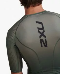 2XU Aero Tri Top Korte Mouw Groen Heren 15 2XU Aero Tri Top Korte Mouw Groen Heren -Goedkope Sport Glans Winkel 2xu heren tri top mt6662a alp per 06