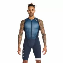 2XU Light Speed Front Zip Trisuit Mouwloos Blauw Heren