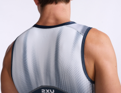 2XU Light Speed Front Zip Trisuit Mouwloos Wit/blauw Heren -Goedkope Sport Glans Winkel 2xu light speed front zip trisuit mt6660d mdn wht 020