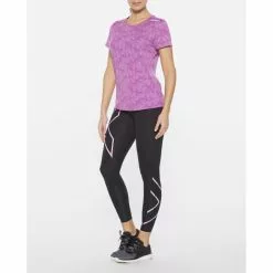 2XU GHST Hardloopshirt Korte Mouw Roze Dames -Goedkope Sport Glans Winkel 2xu shirt dames ghst roze wr6212a beu wrf 003