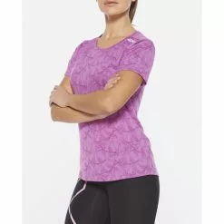 2XU GHST Hardloopshirt Korte Mouw Roze Dames -Goedkope Sport Glans Winkel 2xu shirt dames ghst roze wr6212a beu wrf 004