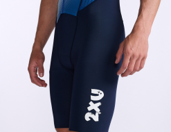 2XU Aero Trisuit Korte Mouw Wit/blauw Heren -Goedkope Sport Glans Winkel 2xu trisuit aero sleeved mt6426d mdn wht 023