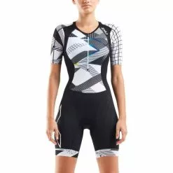 2XU Compression Korte Mouw Trisuit Zwart/wit Dames