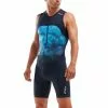 2XU Active Mouwloos Trisuit Blauw Heren -Goedkope Sport Glans Winkel 2xu trisuits heren active mouwloos blauw mt5540d 01 high