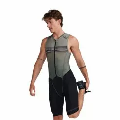 2XU Aero Front Zip Trisuit Mouwloos Groen Heren -Goedkope Sport Glans Winkel 2xu trisuits heren aero front zip sleeveless mt6427d alp per 03