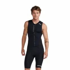 2XU Aero Front Zip Trisuit Mouwloos Zwart Heren