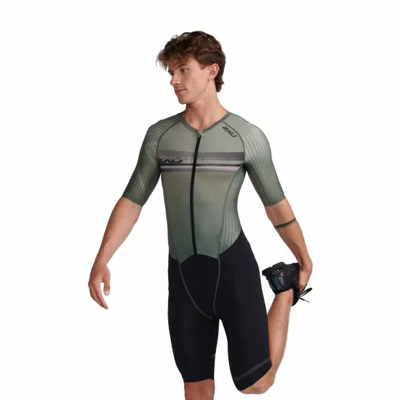 2XU Aero Trisuit Korte Mouw Groen Heren 5 2XU Aero Trisuit Korte Mouw Groen Heren - Afbeelding 3