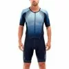2XU Perform Korte Mouw Trisuit Blauw Heren -Goedkope Sport Glans Winkel 2xu trisuits heren perform korte mouw blauw mt5525d 01 high