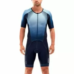 2XU Perform Korte Mouw Trisuit Blauw Heren