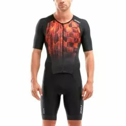 2XU Perform Korte Mouw Trisuit Zwart/rood Heren
