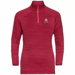Odlo Run Easy Warm (zip) Millennium Element Hardloopshirt Lange Mouw Rood Dames