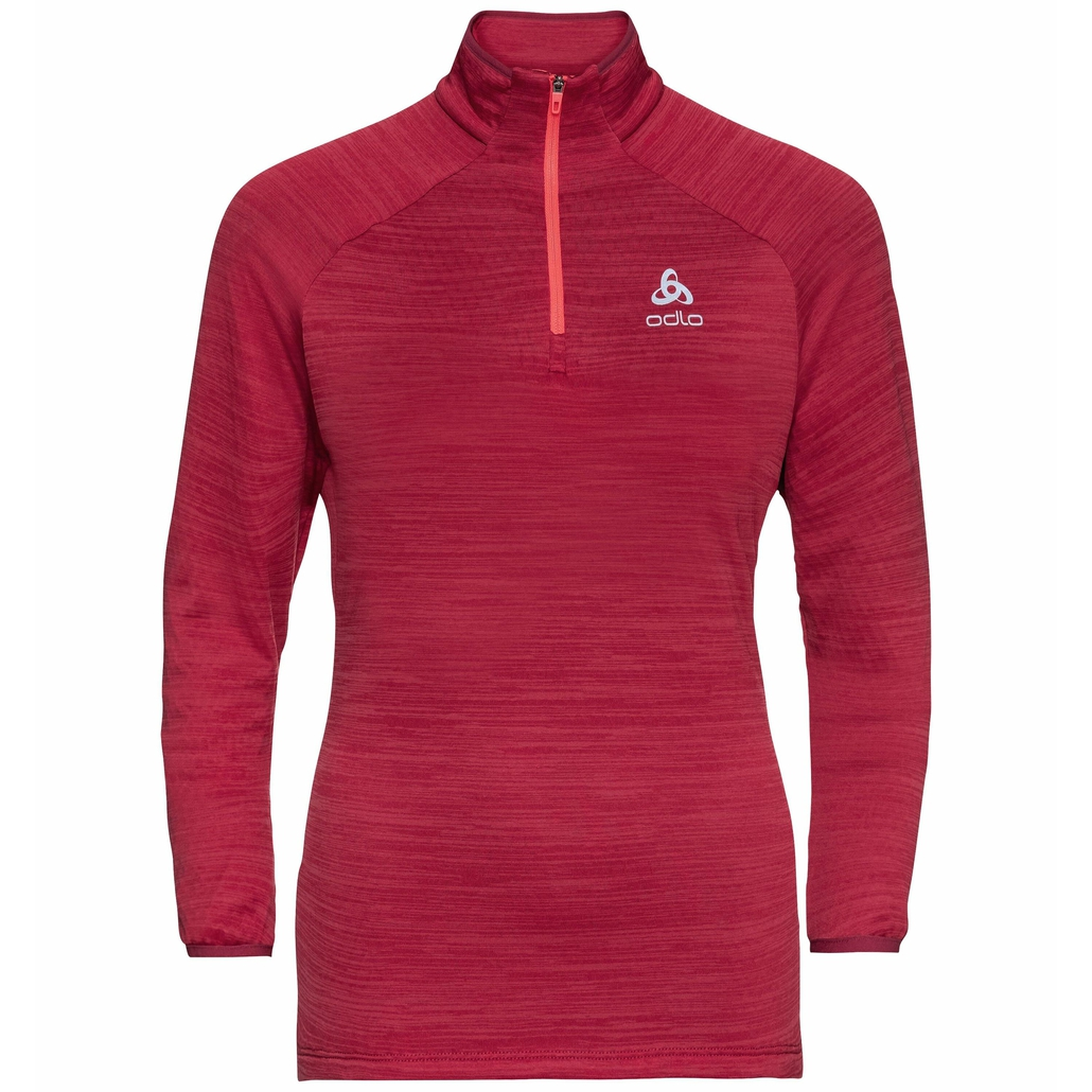Odlo Run Easy Warm (zip) Millennium Element Hardloopshirt Lange Mouw Rood Dames 3 Odlo Run Easy Warm (zip) Millennium Element Hardloopshirt Lange Mouw Rood Dames