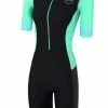 Zone3 Aquaflo Plus Korte Mouw Trisuit Zwart/mint Dames -Goedkope Sport Glans Winkel aquaflo trisuit womens ss front 01