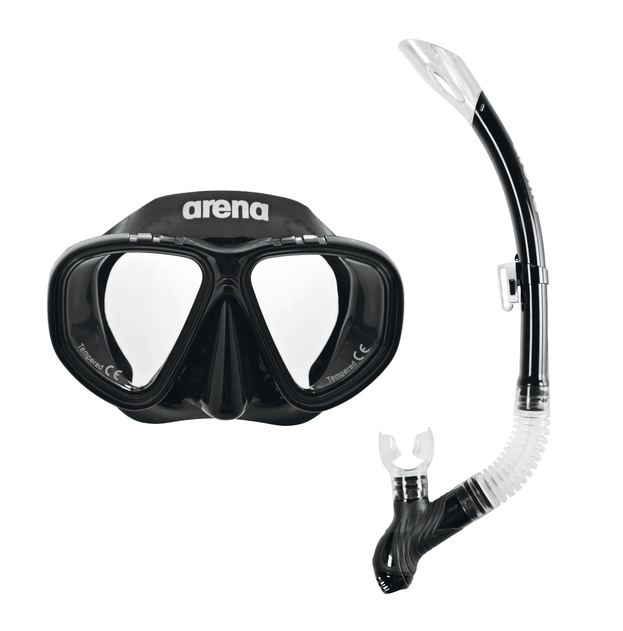 Arena Premium Snorkel Set Zwart/clear 3 Arena Premium Snorkel Set Zwart/clear