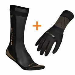 BTTLNS Neopreen Zwemsokken En Zwemhandschoenen Voordeelset Zwart/goud