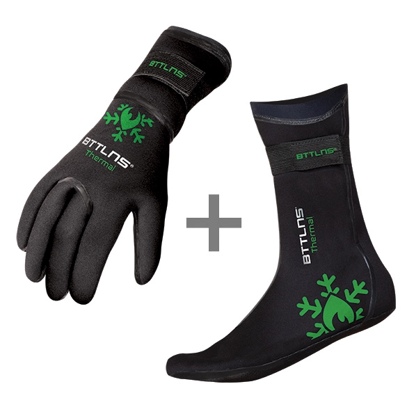 BTTLNS Neopreen Thermal Zwemhandschoenen En Zwemsokken Voordeelset Groen 3 BTTLNS Neopreen Thermal Zwemhandschoenen En Zwemsokken Voordeelset Groen