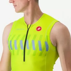 Castelli Free Tri 2 Mouwloos Top Groen/geel Heren -Goedkope Sport Glans Winkel castelli free tri 2 top heren 018622091 383 03
