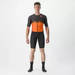 Castelli Sanremo Ultra Speed Suit Trisuit Korte Mouw Zwart/oranje Heren