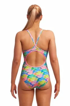Funkita Pastel Porpie Diamond Back Badpak Dames -Goedkope Sport Glans Winkel funkita zwemkleding dames diamond back badpak fks033l pastel porpie 003