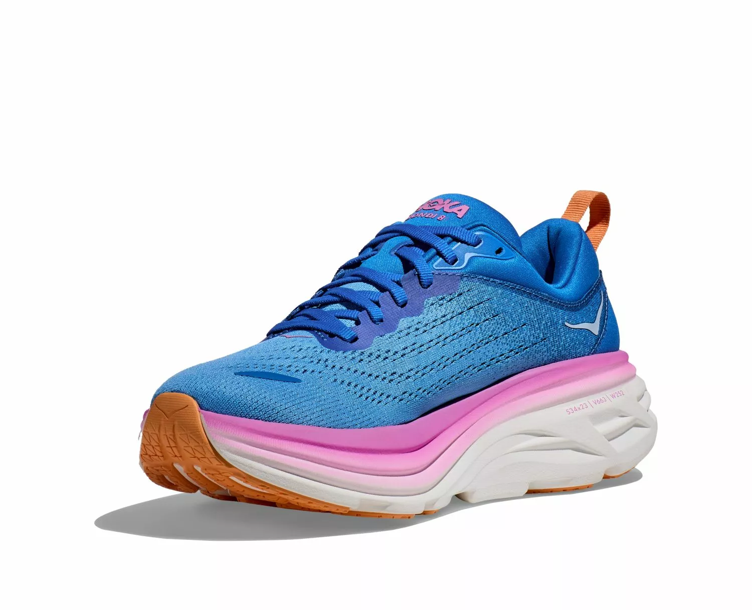 Hoka One One Hoka Bondi 8 Hardloopschoenen Blauw/roze Dames 4 Hoka One One Hoka Bondi 8 Hardloopschoenen Blauw/roze Dames - Afbeelding 2