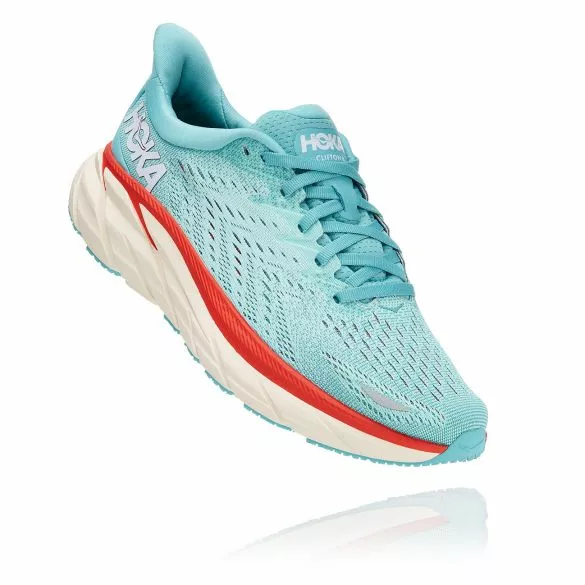 Hoka One One Clifton 8 Hardloopschoenen Blauw/rood Dames 4 Hoka One One Clifton 8 Hardloopschoenen Blauw/rood Dames - Afbeelding 2