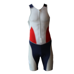 Ironman Trisuit Front Zip Mouwloos Extreme Suit Wit/blauw/rood Heren