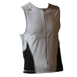 Ironman Tri Top Front Zip Mouwloos Bodysuit Wit/zwart Heren