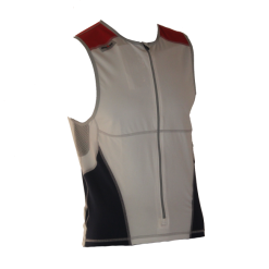 Ironman Tri Top Front Zip Mouwloos Bodysuit Wit/blauw/rood Heren