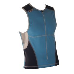 Ironman Tri Top Front Zip Mouwloos Bodysuit Blauw Heren