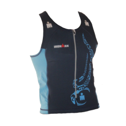 Ironman Tri Top Front Zip Mouwloos Multisport Tattoo Blauw Heren