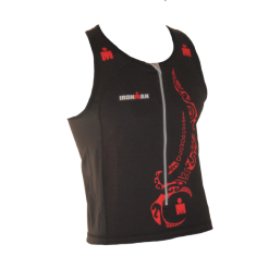 Ironman Tri Top Front Zip Mouwloos Multisport Tattoo Zwart/rood Heren