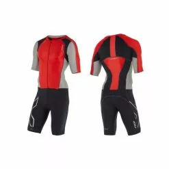 2XU Compression Full Zip Trisuit Sleeved Zwart/rood/grijs Heren -Goedkope Sport Glans Winkel mt4442d fsc frg