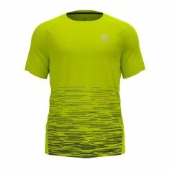 Odlo Essential Print Hardloopshirt Korte Mouw Geel Heren
