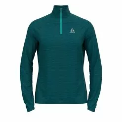 Odlo Run Easy Warm (zip) Millennium Element Hardloopshirt Lange Mouw Blauw Dames