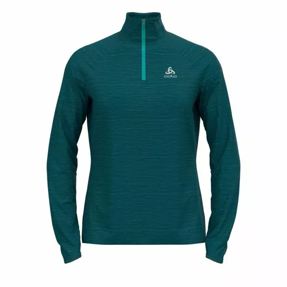 Odlo Run Easy Warm (zip) Millennium Element Hardloopshirt Lange Mouw Blauw Dames 3 Odlo Run Easy Warm (zip) Millennium Element Hardloopshirt Lange Mouw Blauw Dames