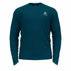 Odlo Run Easy Warm Millennium Element Hardloopshirt Lange Mouw Blauw Heren
