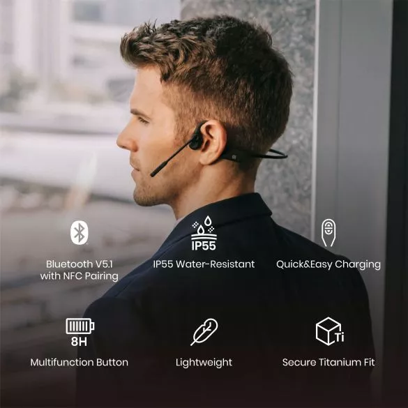 Shokz OpenComm Hoofdtelefoon Zwart 6 Shokz OpenComm Hoofdtelefoon Zwart - Afbeelding 4